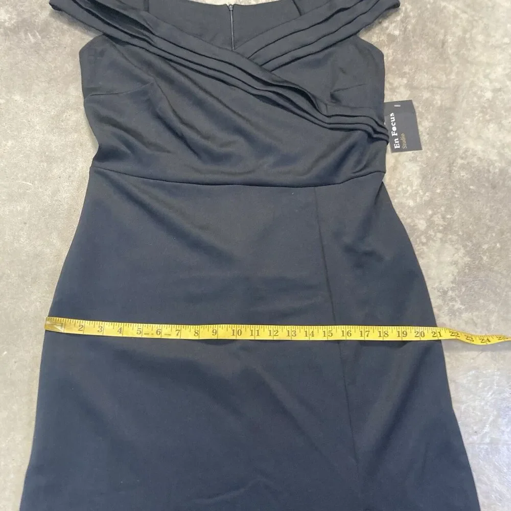 Enfocus Dress Womens 14W Black Criss Cross Off Shoulder‎ Maxi Side Slit Evening